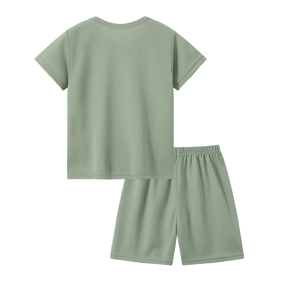 2-pieces Summer Children's Letter Quick drying Sports Suit For Boys And Girls Loose Short Sleeved T-shirt Outdoor Casual Shorts