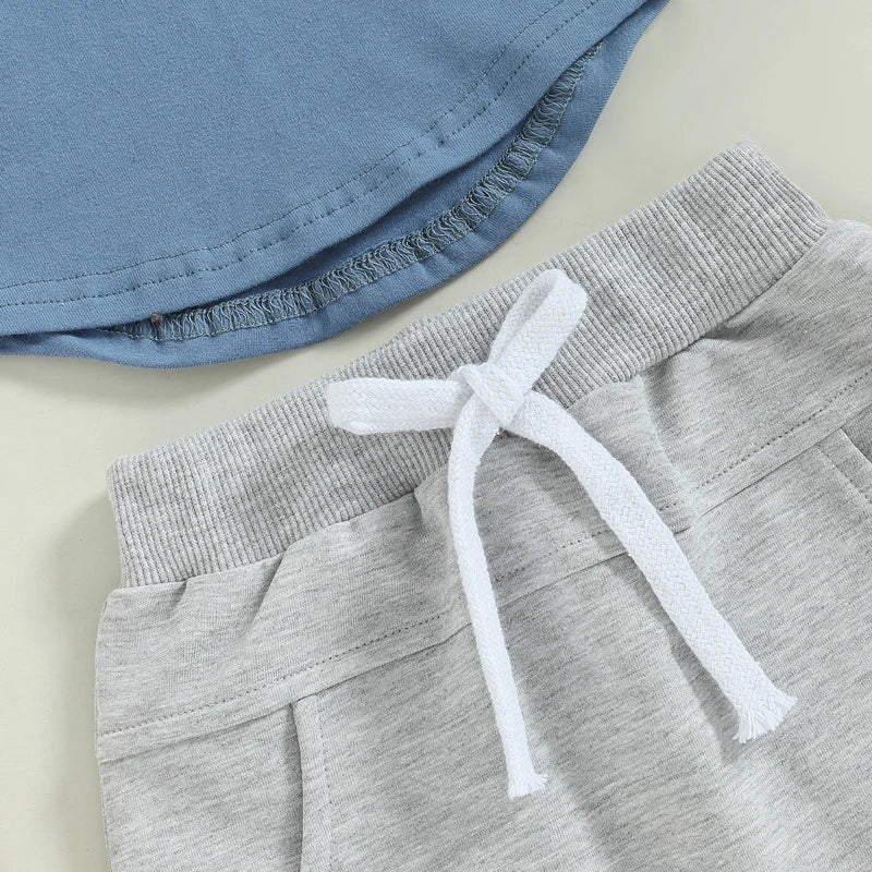 2023-01-10 Lioraitiin 0-3Years Baby Boys 2Pcs Shorts Set Short Sleeve Crew Neck Stripes T-shirt with Elastic Waist Shorts