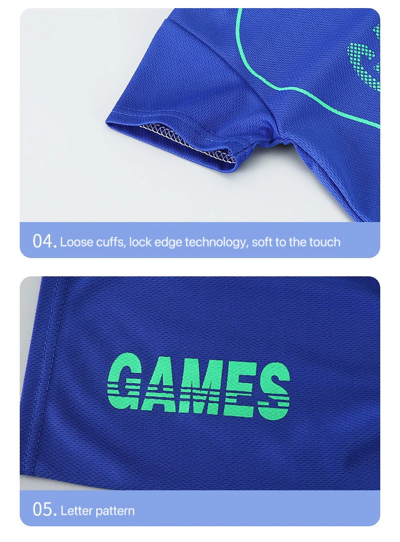 1Set Boy Girl Leisure Set Children Letter Quick Drying Short Sleeve Shorts Sets Summer Kid Clothes Baby Tee+Short Pant Tracksuit