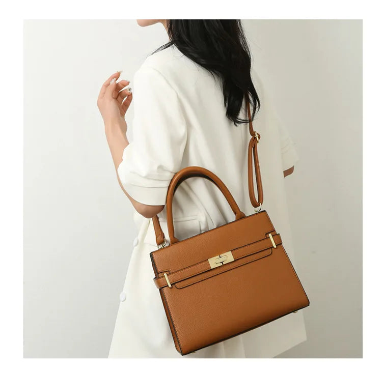 Women's soft leather handbag simple small square bag casual women's bucket bag fashionable single shoulder crossbody bag