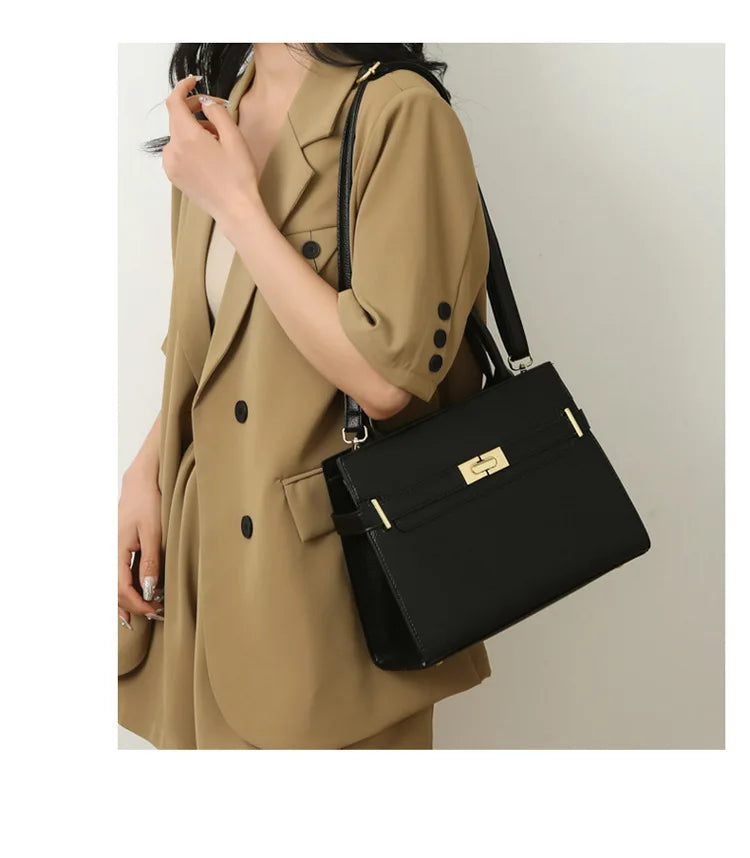 Women's soft leather handbag simple small square bag casual women's bucket bag fashionable single shoulder crossbody bag