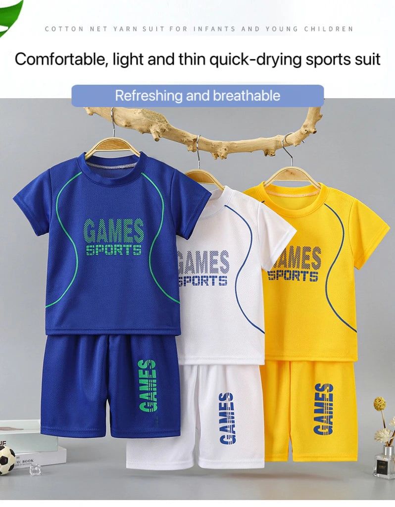 1Set Boy Girl Leisure Set Children Letter Quick Drying Short Sleeve Shorts Sets Summer Kid Clothes Baby Tee+Short Pant Tracksuit