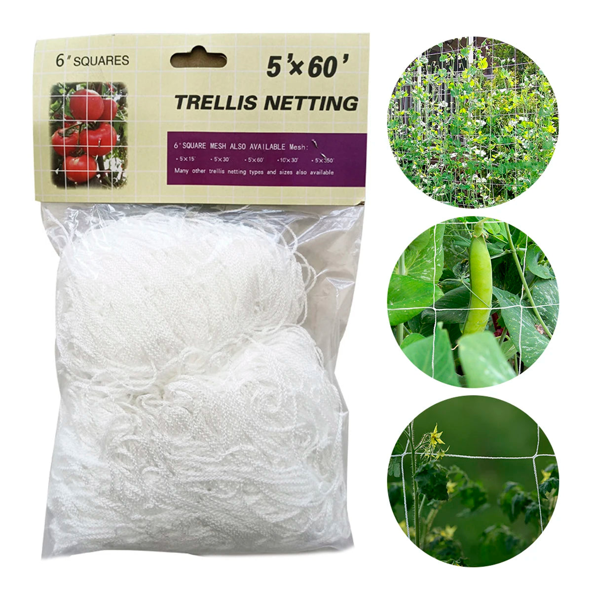 5*60ft Flora Trellis Netting ,Garden Flora Plant Support Stand For Floras Vegetables Fruits Flowers Climbing Net Gardening Tools