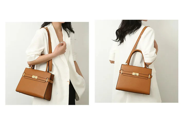 Women's soft leather handbag simple small square bag casual women's bucket bag fashionable single shoulder crossbody bag