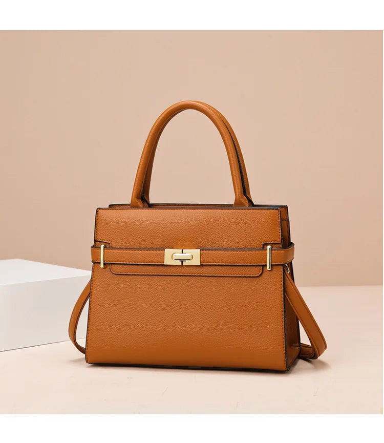Women's soft leather handbag simple small square bag casual women's bucket bag fashionable single shoulder crossbody bag