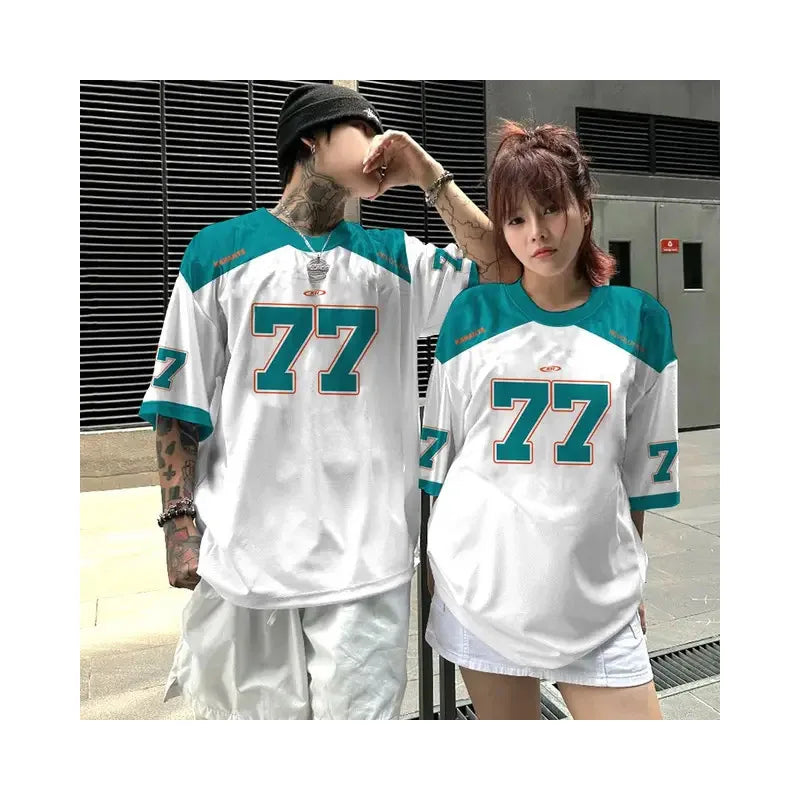 Summer T-shirt Loose Couple Sports Style Jersey Round Neck Breathable Fashionable Print Digital Trend Plus Short Sleeved Shirt