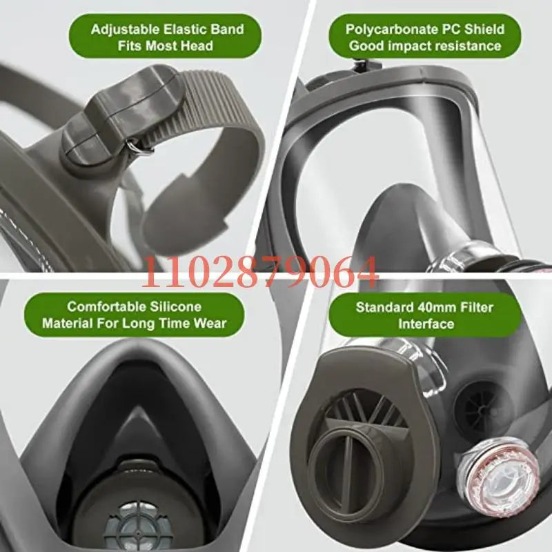 Full face respirator - mask with 40 mm gas filter canister for industrial gases, chemical, polishing, welding, spraying Gas mask
