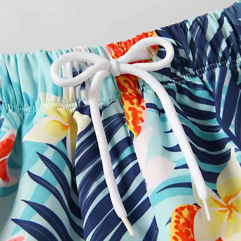 Children Sports Suits Summer Short Sleeve Beach Clothing Set Boy Printing Breathable Kids Short Sleeve Top +Beach Pants