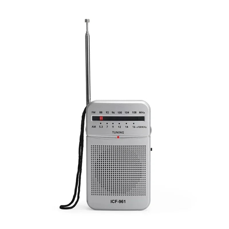 ICF-961 Portable Pocket Radios AM FM 3.5mm AUX Mini Walkman 2 x AA Battery Outdoor Stereo Radio for Walking Hiking Camping