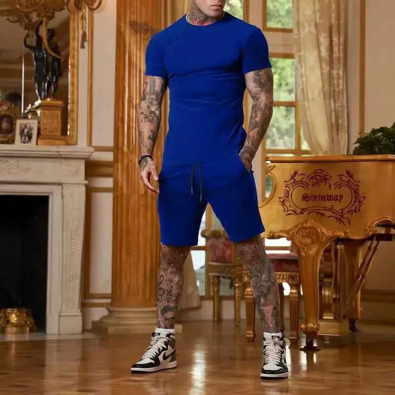 Men's two-piece sports suit shorts casual fashion summer 2024 hot item