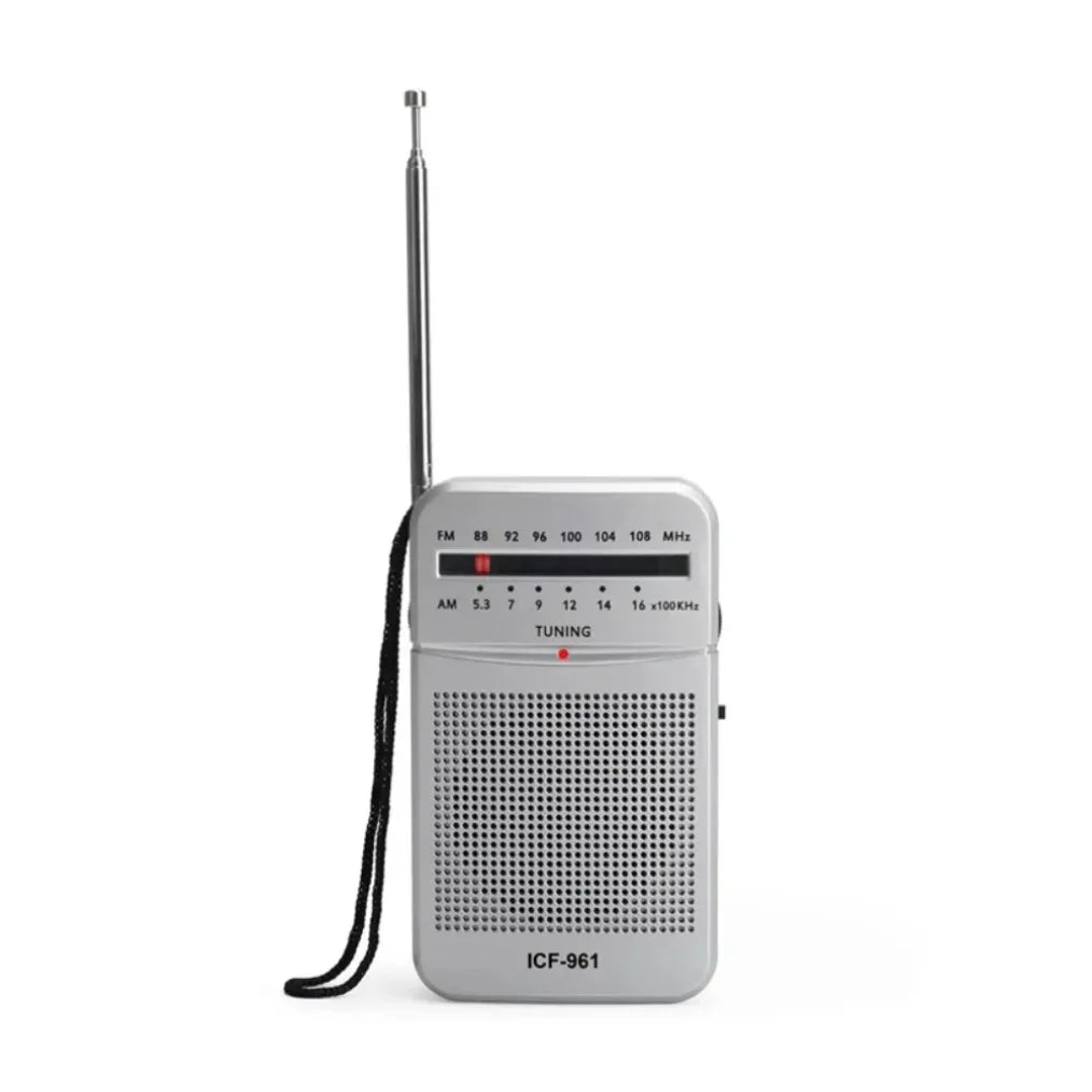 ICF-961 Portable Pocket Radios AM FM 3.5mm AUX Mini Walkman 2 x AA Battery Outdoor Stereo Radio for Walking Hiking Camping