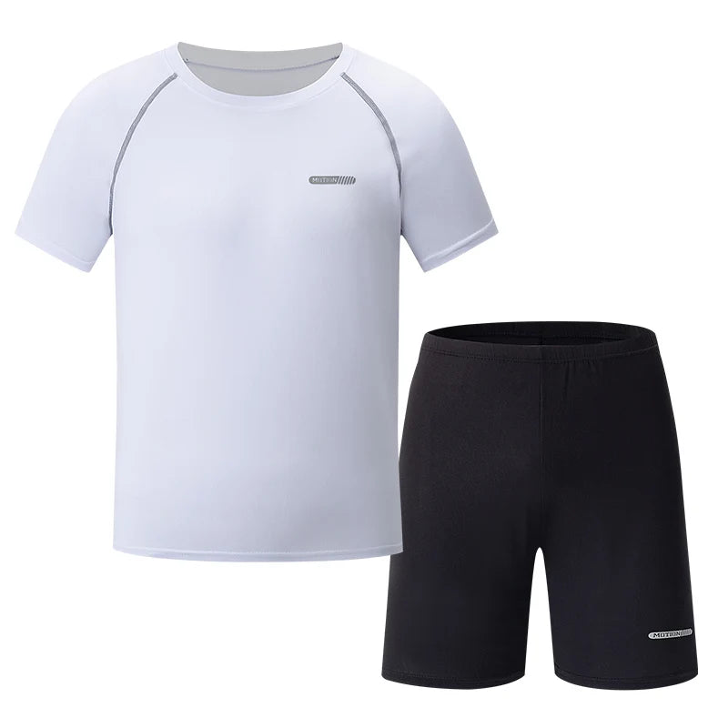 Children's solid color quick-drying sports suit 14+ boys and girls running training 2-piece leisure Joker sports suit