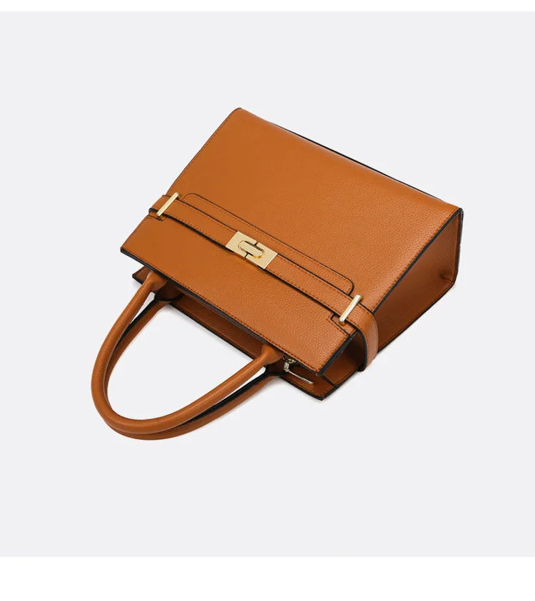 Women's soft leather handbag simple small square bag casual women's bucket bag fashionable single shoulder crossbody bag