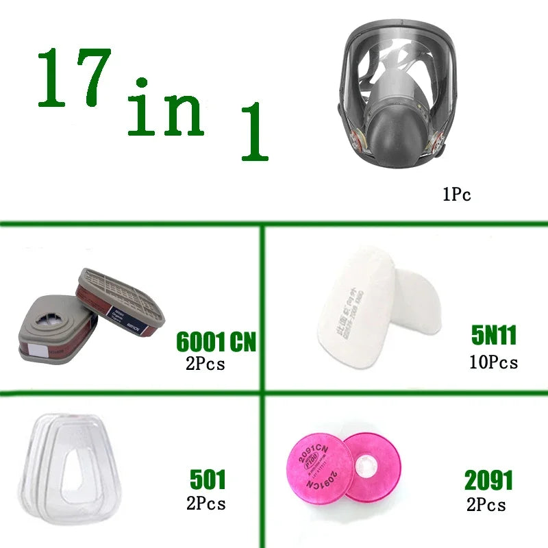 Fog-Proof 6800 Full Face Gas Mask Respirator Sets Industrial Painting Spraying Respiration Safety Work Protective Respirador