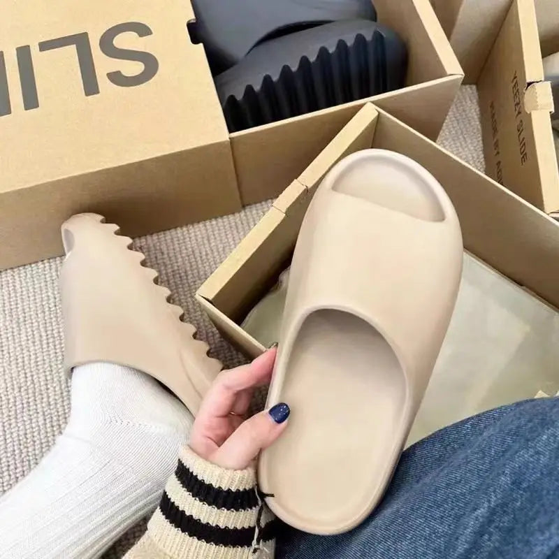 Summer Slippers Men Women Indoor Eva High Soft Bottom Sandals Open Toe Trend Slides Light Beach Shoes Slippers