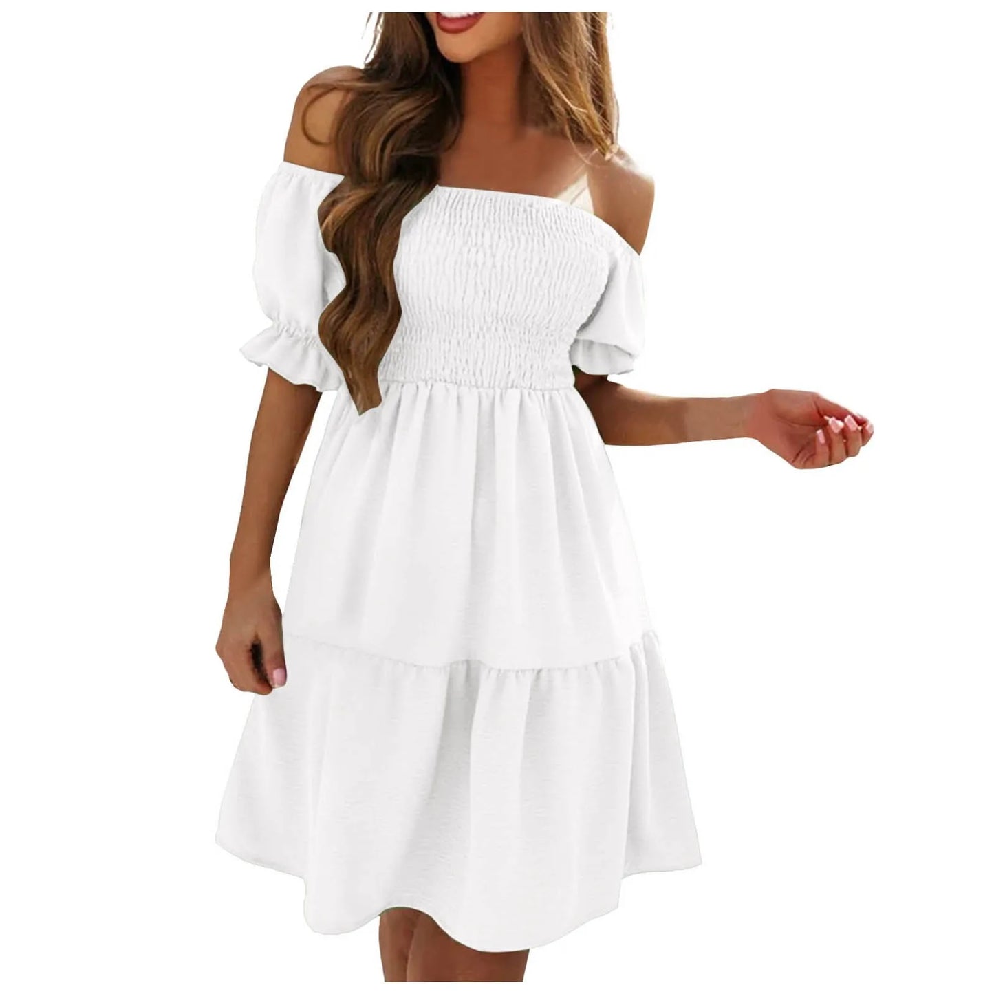 Dresses For Women 2024 Plus Size Summer Dresses For Women 2024 Midi Off Shoulder Puff Sleeve Dress Vestidos Verano Moda 2024