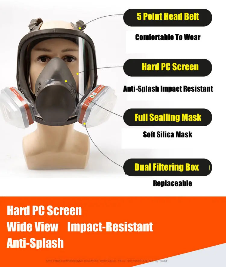 Full face spray protective mask, industrial gas mask respirator, new type 6800 gas mask, mechanical maintenance chemicals.