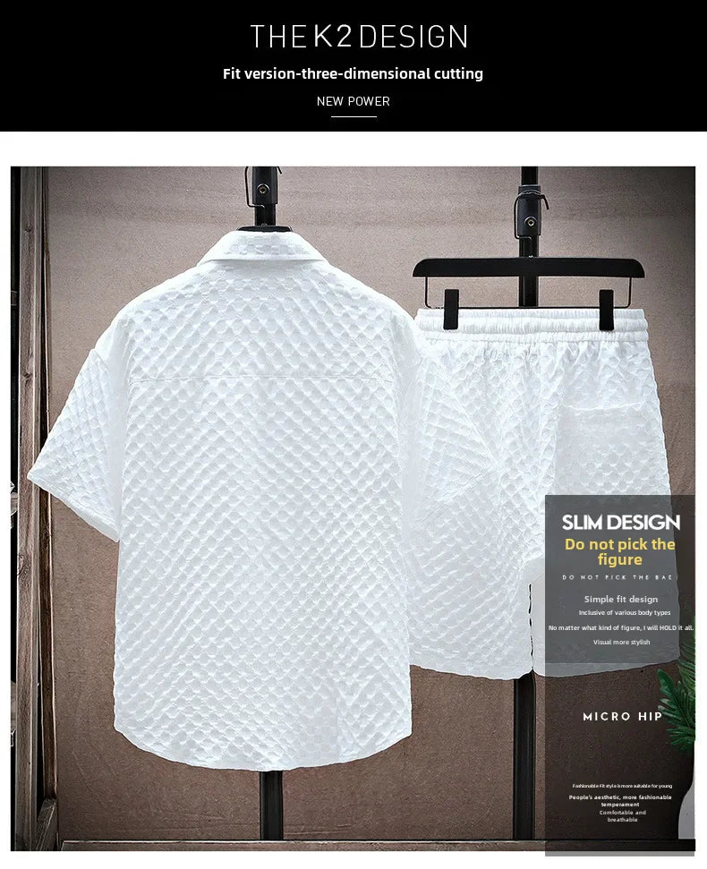 Casualsuit Men's Short Sleeve Sport Suit Vintage Trendy Fashionable Lightweight Summer 2024 New Arrival