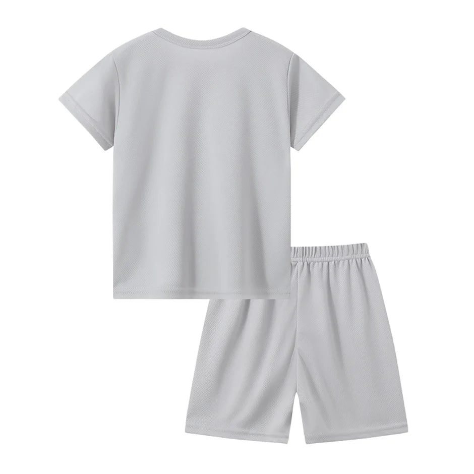 2-pieces Summer Children's Letter Quick drying Sports Suit For Boys And Girls Loose Short Sleeved T-shirt Outdoor Casual Shorts