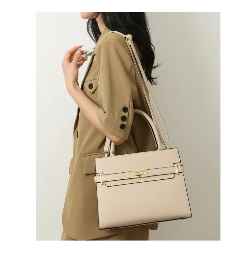 Women's soft leather handbag simple small square bag casual women's bucket bag fashionable single shoulder crossbody bag