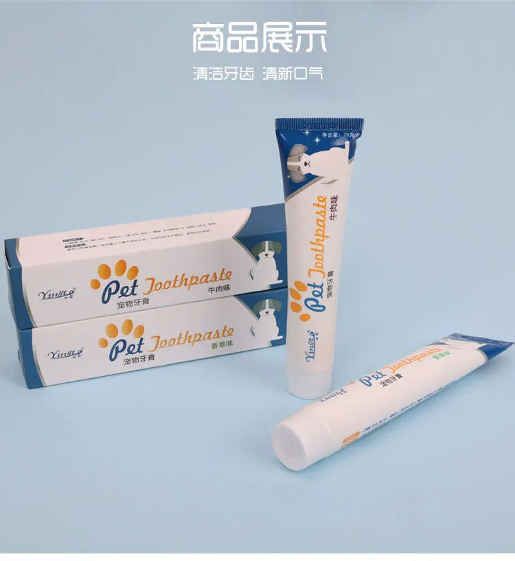 Edible Pet Toothpaste Enzymatic Dental Care Teeth Cleaning Gel Vanilla Beef Flavor Oral Hygiene Kit Puppy Kitten Care Supplies