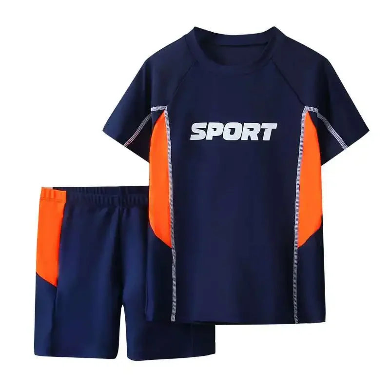Summer Children Boys Sports Set Outdoor Short Sleeve Tops+ Shorts Suits Fashion Breathable Casual Clothes Sets