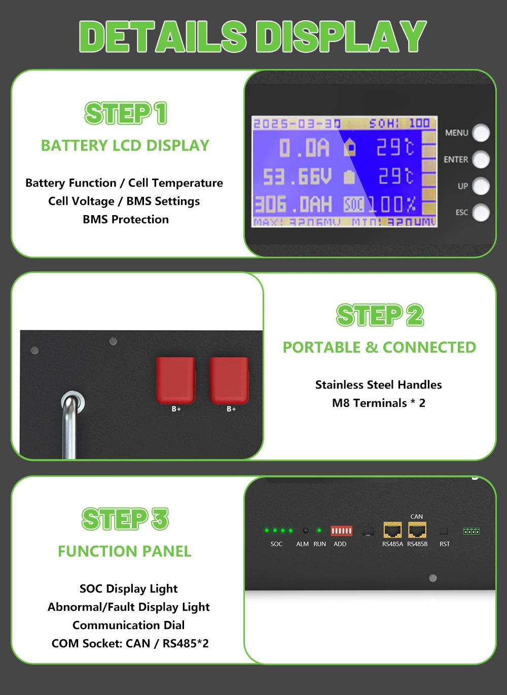 LiFePO4 48V 300Ah 15Kwh Battery 51.2V 100Ah 200Ah 120Ah 150Ah Lithium battery 6000 Cycles 48V Solar Energy Storage Akku EU STOCK