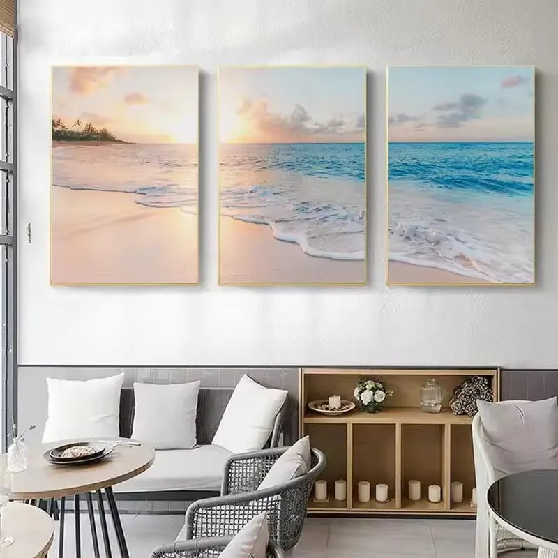 Natural Seascape Blue Sea Beach Landscape Posters and Prints Modern Canvas Painting Wall Art Picture for Living Room Home Decor