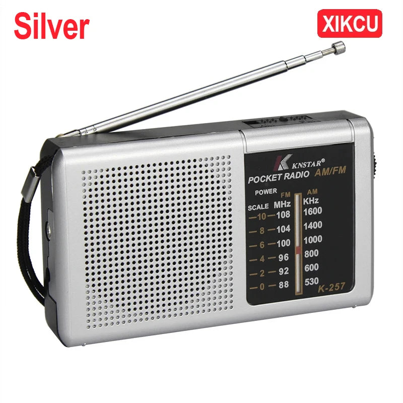 XIKCU AM FM Portable Mini Two Band Radio Full-wave Band Battery Powered Radio BuiltIn Speaker Outdoor Emergency Radio for Elders