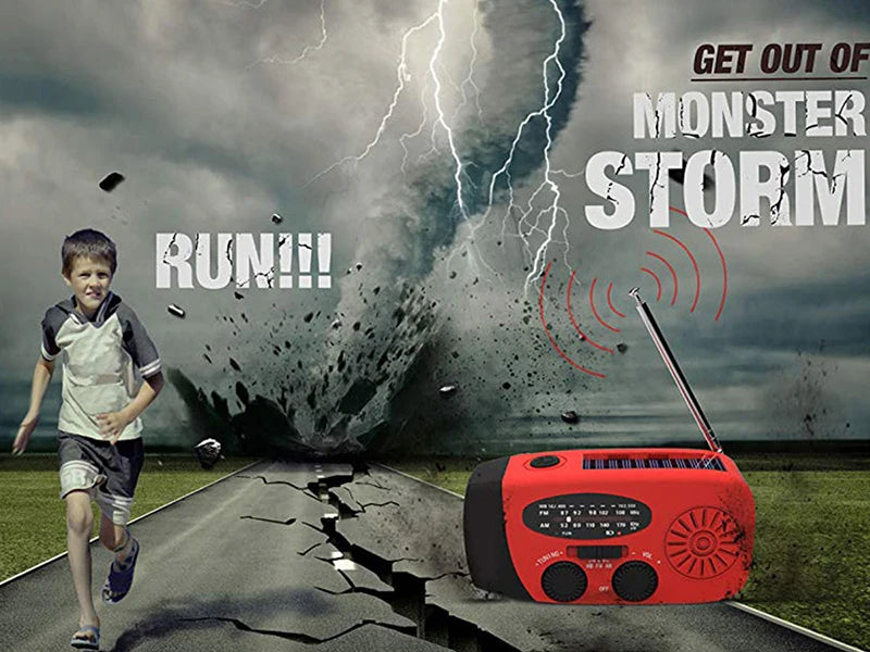 Multifunctional AM/FM/NOAA Portable Weather Radio Emergency Hand Crank Radio Power Bank Solar Charging with LED Flashlight
