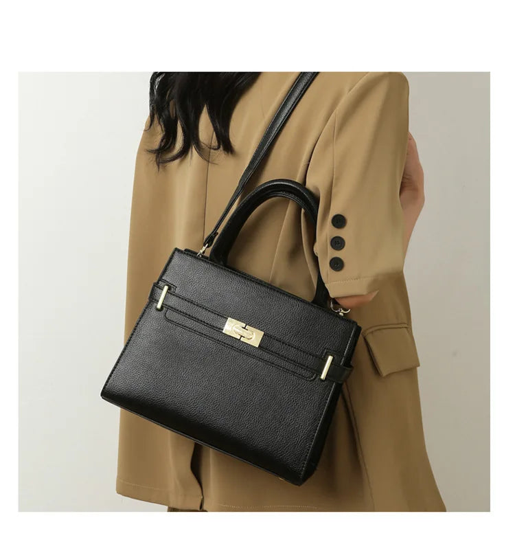 Women's soft leather handbag simple small square bag casual women's bucket bag fashionable single shoulder crossbody bag