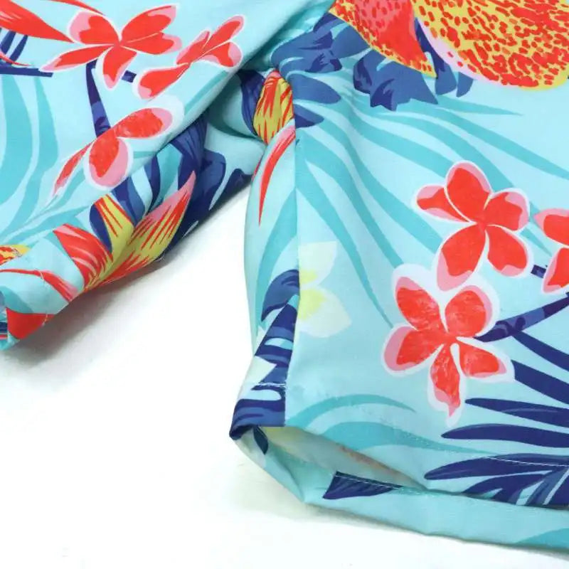 Children Sports Suits Summer Short Sleeve Beach Clothing Set Boy Printing Breathable Kids Short Sleeve Top +Beach Pants