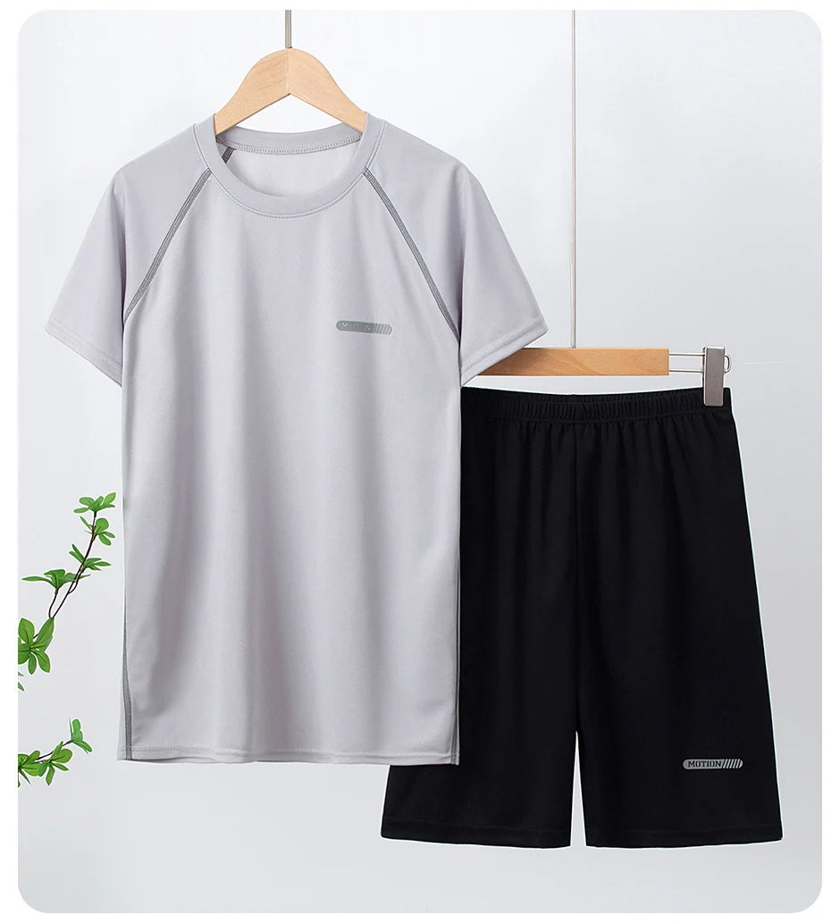 Children's solid color quick-drying sports suit 14+ boys and girls running training 2-piece leisure Joker sports suit