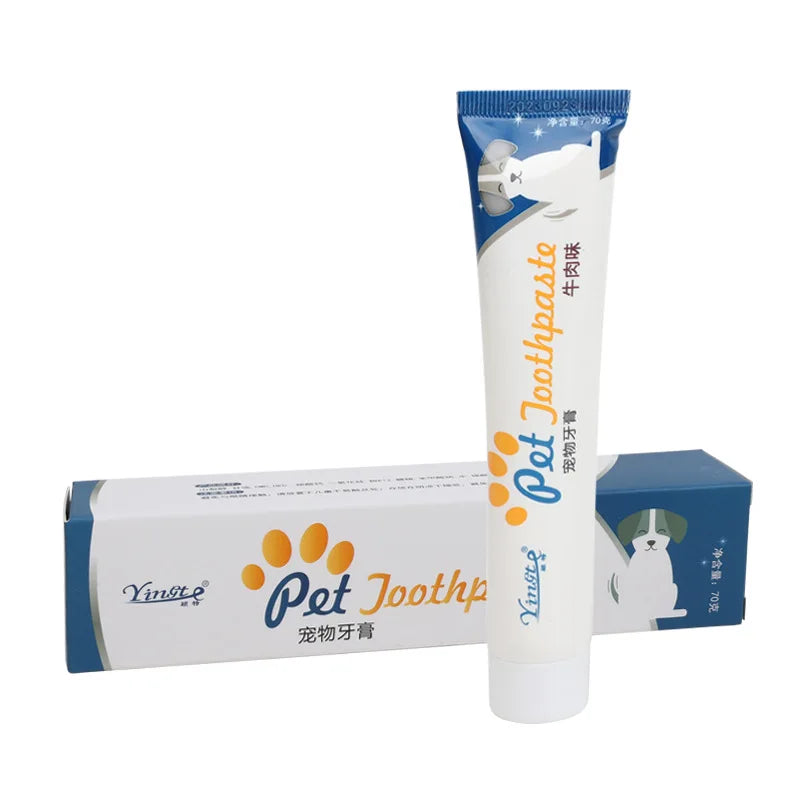 Edible Pet Toothpaste Enzymatic Dental Care Teeth Cleaning Gel Vanilla Beef Flavor Oral Hygiene Kit Puppy Kitten Care Supplies