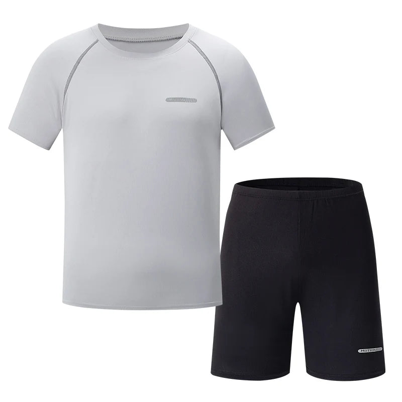 Children's solid color quick-drying sports suit 14+ boys and girls running training 2-piece leisure Joker sports suit