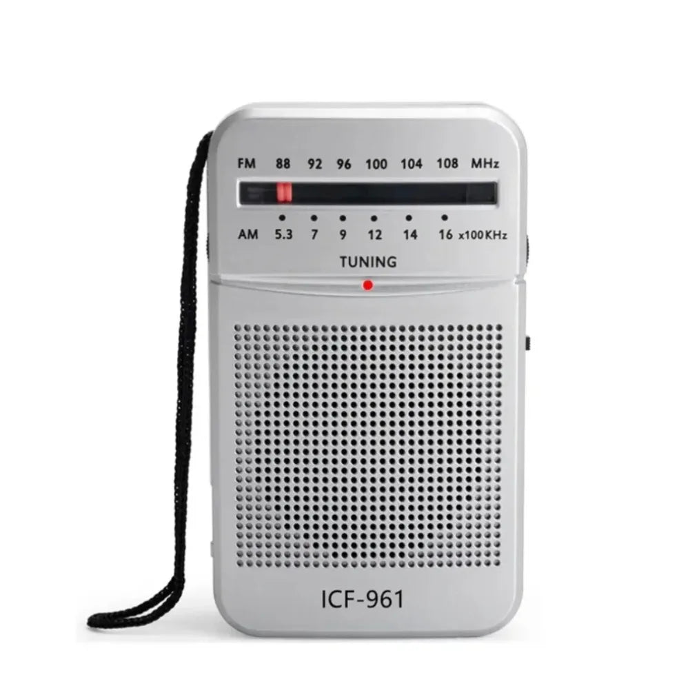 ICF-961 Portable Pocket Radios AM FM 3.5mm AUX Mini Walkman 2 x AA Battery Outdoor Stereo Radio for Walking Hiking Camping