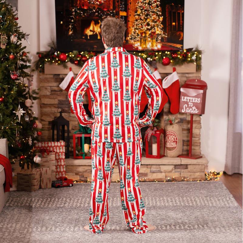 PatPat Christmas Family Matching Trees Print Stripes Long-sleeve Pajamas Sets