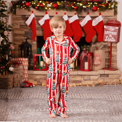 PatPat Christmas Family Matching Trees Print Stripes Long-sleeve Pajamas Sets