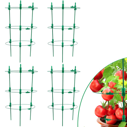 4pcs 18 Inch Adjustable Tomato Plant Stakes - Green Plastic Garden Supports for Climbing Plants