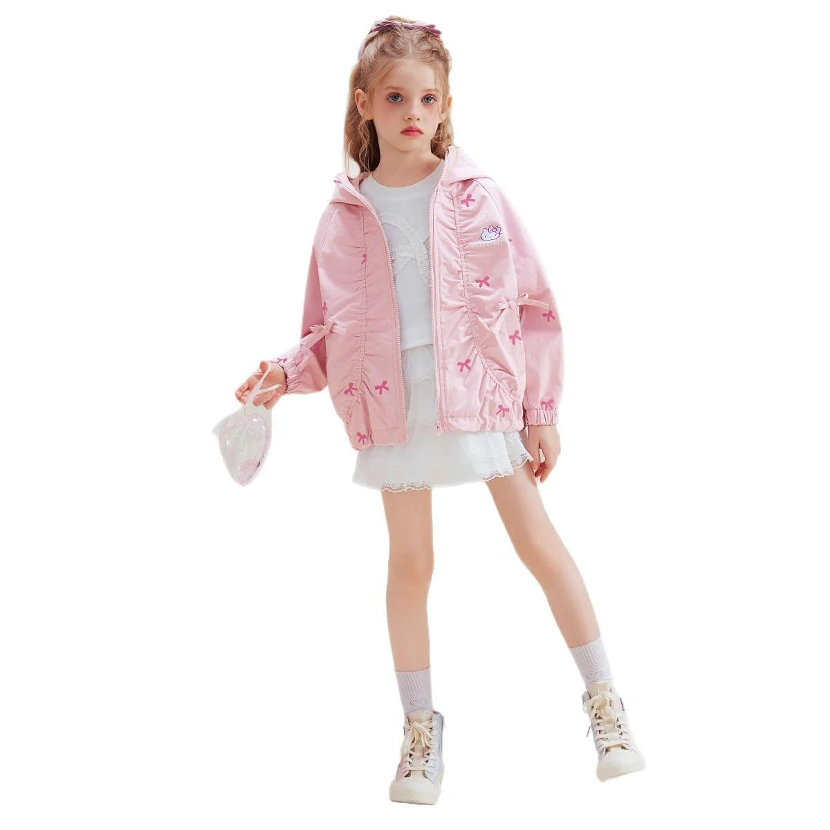 [Genuine Licensed] Girls' Autumn Outerwear 2025 New Style with Bowknot, Pink Cartoon Hello Kitty Girls' Autumn Top