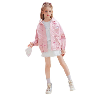 [Genuine Licensed] Girls' Autumn Outerwear 2025 New Style with Bowknot, Pink Cartoon Hello Kitty Girls' Autumn Top
