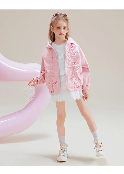 [Genuine Licensed] Girls' Autumn Outerwear 2025 New Style with Bowknot, Pink Cartoon Hello Kitty Girls' Autumn Top