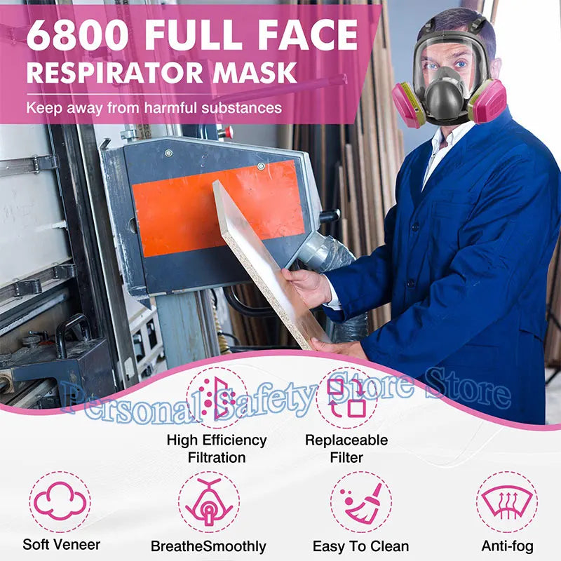 6800 Industrial Painting Spraying Respirator Gas Mask 3 In 1 Suit Safety Work 60926 Filter Dust Full Face Mask Gas mask