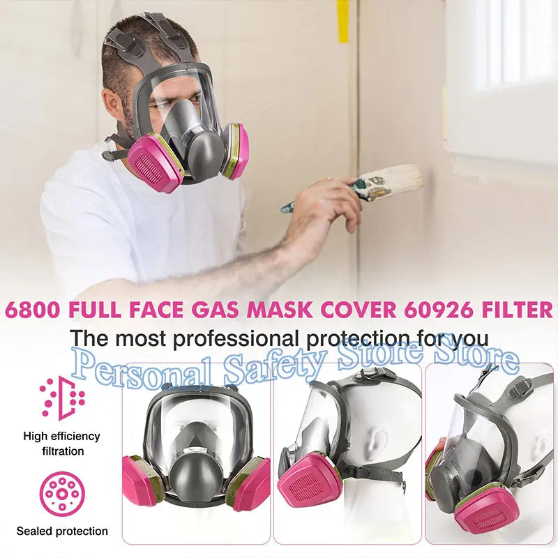 6800 Industrial Painting Spraying Respirator Gas Mask 3 In 1 Suit Safety Work 60926 Filter Dust Full Face Mask Gas mask