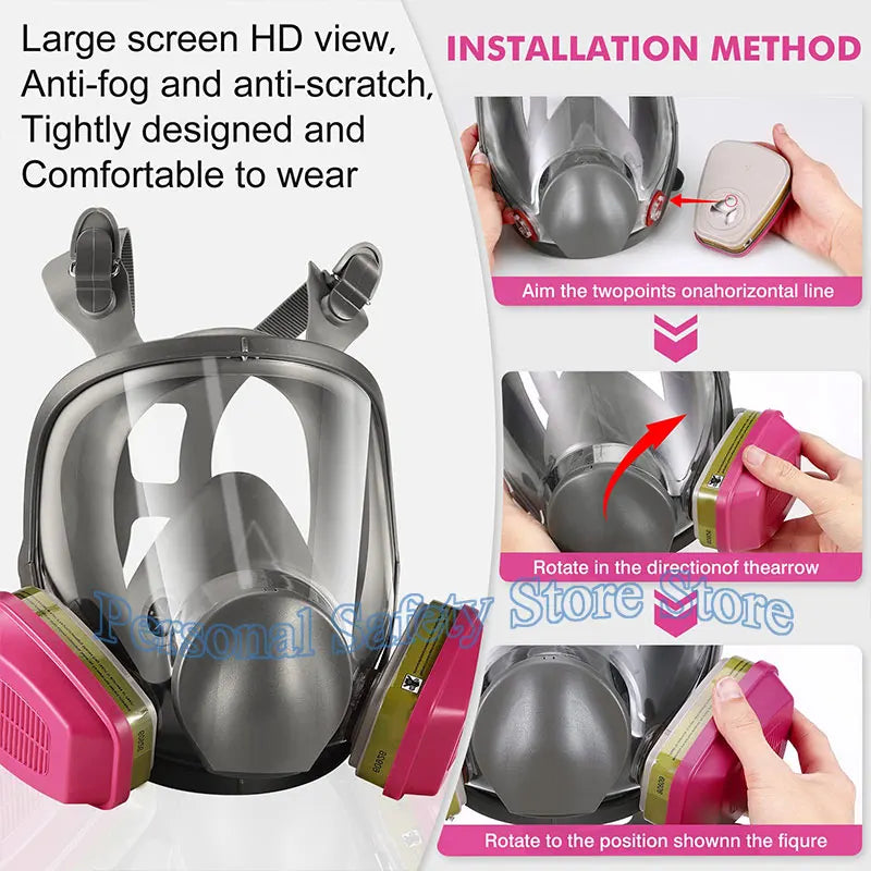6800 Industrial Painting Spraying Respirator Gas Mask 3 In 1 Suit Safety Work 60926 Filter Dust Full Face Mask Gas mask