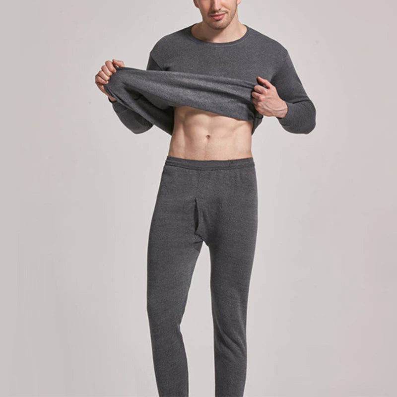 1Set Men Thermal Underwear Set Keep Warm Tops+Pants Ski Underwear Men Ski Suit Plus Cashmere Winter Thermal Underwear