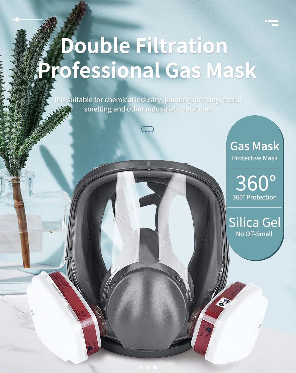 6800 Full Face Respirator Gas Mask Gas Masks Survival Nuclear and Chemical with Activated Carbon Filter