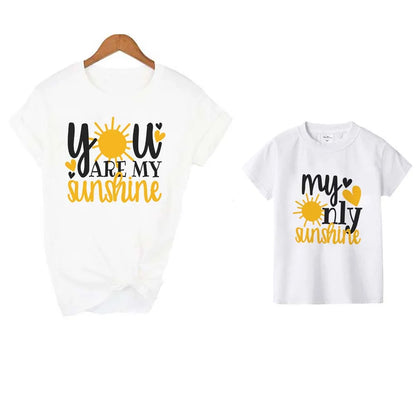 1pc You Are My Sunshine My Only Sunshine Mommy and Daughter Matching Tshirts Family Look Shirts Mother Son Outfits Tops