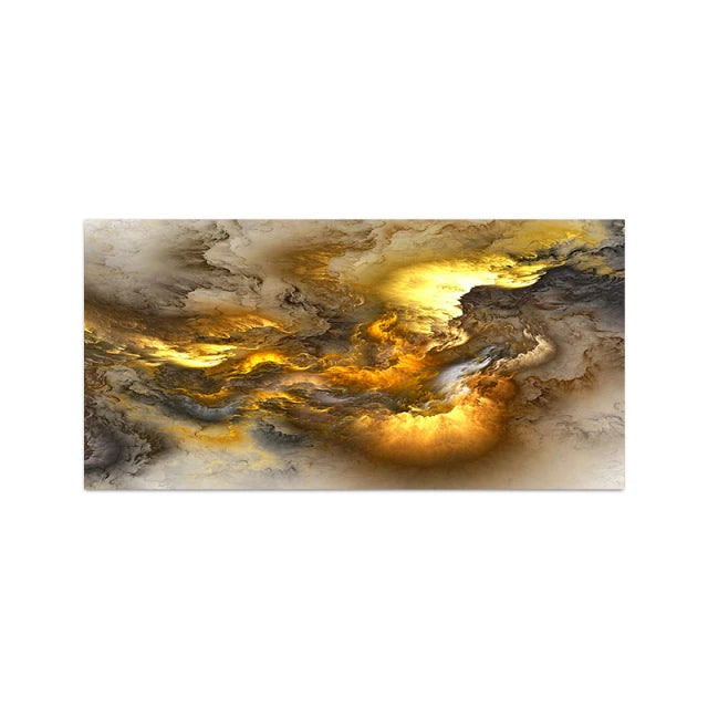Home Room Decor  Light Blue Gold Geometric Clouds Modern Abstract Canvas Decor Clouds Wall Canvas Abstract Art