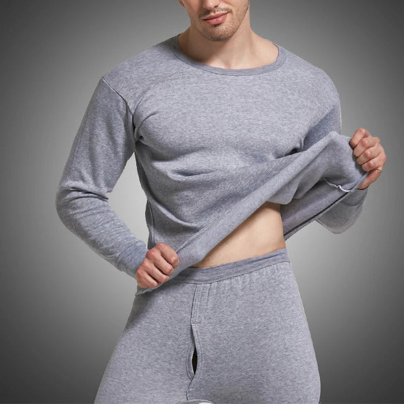 1Set Men Thermal Underwear Set Keep Warm Tops+Pants Ski Underwear Men Ski Suit Plus Cashmere Winter Thermal Underwear